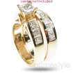 Engagement Ring and Wedding Band Bridal Set - 2.25CT Princess Cut Diamonds , picture number 2