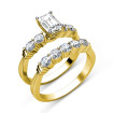Emerald and Round Cut Diamond Bridal Set with A 2.20CT Total Weight , picture number 2