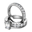 emerald and round Cut Diamonds - 2.25CT Total Weight Bridal Set , picture number 1