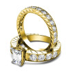 emerald and round Cut Diamonds - 1.90CT Total Weight Bridal Set , picture number 1