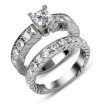 princess and round Cut Diamonds - 1.80CT Total Weight Bridal Set , picture number 1