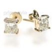 Radiant Cut 1.50CT Diamond Stud Earrings Set In 14KT Yellow Gold , picture number 1