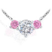 0.25CT Round Cut Diamonds and Pink Sapphires Three Stone Pendan , picture number 0
