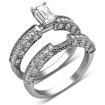 1.45CT Emerald and Round Cut Diamond Bridal Set , picture number 2