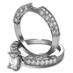 1.45CT Emerald and Round Cut Diamond Bridal Set , picture number 1