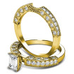 1.45CT Emerald and Round Cut Diamond Bridal Set , picture number 1