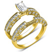 1.65CT Emerald and Round Cut Diamond Bridal Set , picture number 0