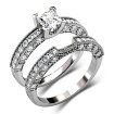 2.10CT Princess and Round Cut Diamond Bridal Set , picture number 2