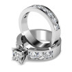 Bridal Set - 3.30CT princess and round Cut Engagement Ring and Wedding Band , picture number 1