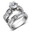 Bridal Set - 3.20CT round Cut Engagement Ring and Wedding Band , picture number 2