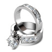 Bridal Set - 3.20CT round Cut Engagement Ring and Wedding Band , picture number 1