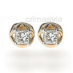 Princess Cut 0.30CT Weight 14KT Yellow Gold Diamond Stud Earrings , picture number 2