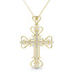 Christian Religious 0.60CT Round Cut Diamonds (I-K Color and SI2-I1 Clarity) 14KT Yellow Gold Cross Pendant , picture number 2