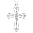 14KT White Gold Christian Cross Religious Pendant with 0.60CT Round Cut Diamonds (I-J Color and VS2-SI1 Clarity) , picture number 2