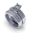 2.05CT emerald and round cut diamonds bridal set , picture number 2