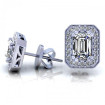 0.40CT emerald and round cut diamonds stud earrings , picture number 0
