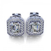 0.40CT emerald and round cut diamonds stud earrings , picture number 1