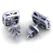 0.65CT emerald and round cut diamonds stud earrings , picture number 2