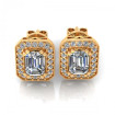 0.40CT emerald and round cut diamonds stud earrings , picture number 1
