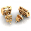 0.40CT emerald and round cut diamonds stud earrings , picture number 2