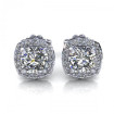 0.90CT cushion and round cut diamonds stud earrings , picture number 0