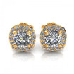 0.90CT cushion and round cut diamonds stud earrings , picture number 0
