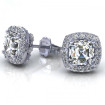 1.00CT ascher and round cut diamonds stud earrings , picture number 1