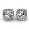 1.00CT ascher and round cut diamonds stud earrings , picture number 0
