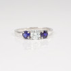 0.90CT Round Cut Diamond and Sapphires Three Stone Ring , picture number 3