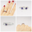 0.90CT Round Cut Diamond and Sapphires Three Stone Ring , picture number 7