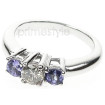 0.90CT Round Cut Diamond and Sapphires Three Stone Ring , picture number 1