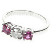 0.90CT Round Cut Diamond and Rubies Three Stone Ring , picture number 1