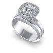 0.69CT Cushion And Round Cut Diamonds Bridal Set , picture number 0