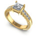 0.65CT Princess and Round Cut Diamonds Engagement Ring