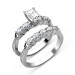 Emerald and Round Cut Diamond Bridal Set with A 1.75CT Total Weight 