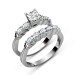 Princess and Round Cut Diamond Bridal Set with A 1.55CT Total Weight 