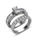 emerald and round Cut Diamonds - 2.25CT Total Weight Bridal Set