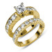 princess and round Cut Diamonds - 1.45CT Total Weight Bridal Set