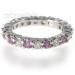 1.50CT Round Cut Diamonds and Pink Sapphires Eternity Band
