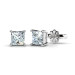 Princess Cut Diamond Stud Earrings In 14KT White Gold Setting -- 0.80CT