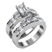 2.40CT Bridal Set with Emerald and Round Cut Diamonds 