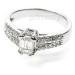 1.35CT Emerald and Round Cut Diamonds Engagement Ring