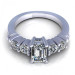 0.95CT Emerald and Round Cut Diamonds Engagement Ring