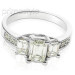 1.90CT Emerald and Round Cut Diamonds Three Stone Ring