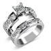 Bridal Set - 3.85CT princess and round Cut Engagement Ring and Wedding Band