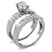 Wedding Band and Engagement Ring - 1.40CT Diamond Bridal Set 