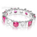 3.20CT Round Cut Diamonds and Rubies Eternity Band