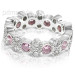 1.90CT Round Cut Diamonds and Pink Sapphires Eternity Band