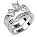 2.65CT Emerald, Princess and Round Cut Diamond Bridal Set 