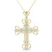 Christian Religious 0.60CT Round Cut Diamonds (I-J Color and VS2-SI1 Clarity) 14KT Yellow Gold Cross Pendant